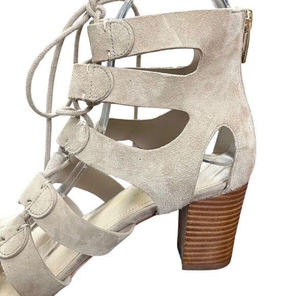 Marc Fisher Paradox Leather Suede Gladiator High Heels Sandals Shoes Gray 7.5 W - Picture 4 of 16